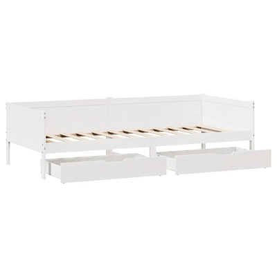 daybed med skuffer 90x190 cm massivt fyrretræ hvid