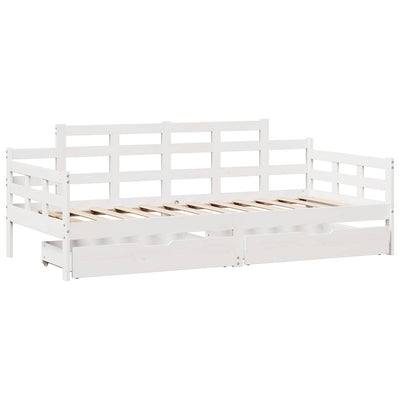 daybed med skuffer 80x200 cm massivt fyrretræ hvid