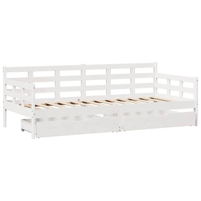 daybed med skuffer 90x190 cm massivt fyrretræ hvid