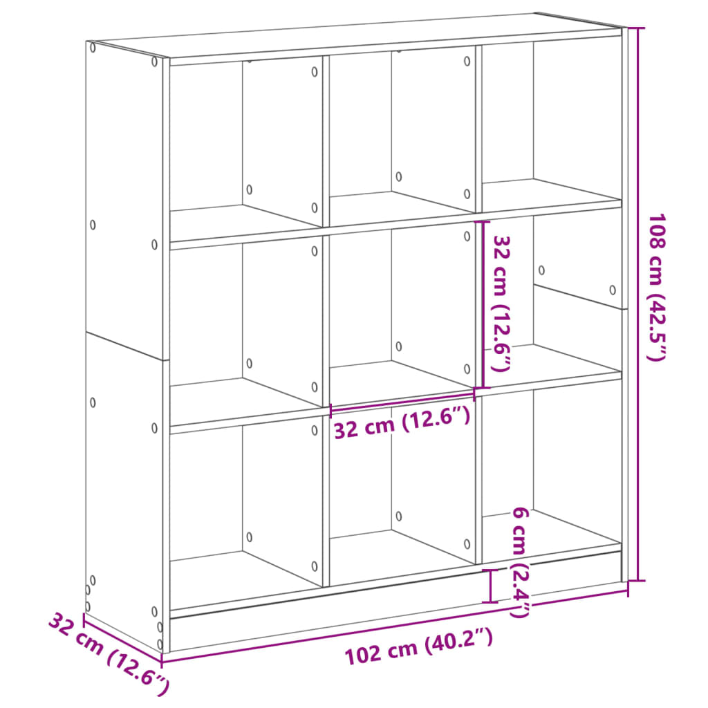 bogreol 102x32x108 cm konstrueret træ hvid