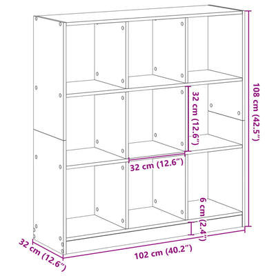 bogreol 102x32x108 cm konstrueret træ sort