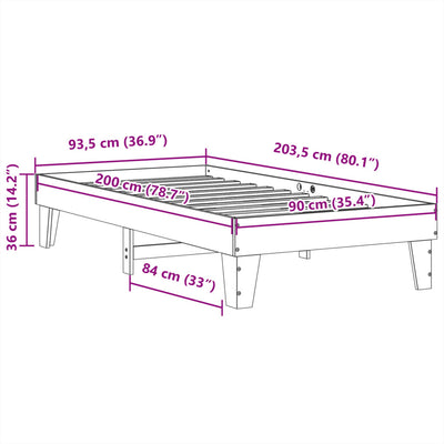 sengeramme uden madras 90x200 cm massivt fyrretræ gyldenbrun