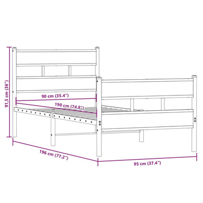 sengeramme uden madras 90x190 cm metal sonoma-eg