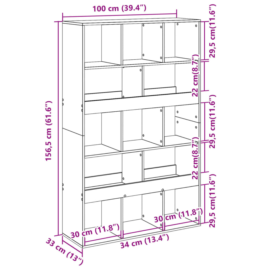 bogreol 100x33x156,5 cm konstrueret træ hvid