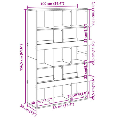 bogreol 100x33x156,5 cm konstrueret træ hvid