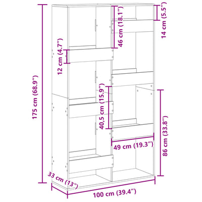 bogskab 100x33x175 cm konstrueret træ hvid