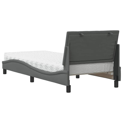 seng med madras 90x190 cm stof mørkegrå