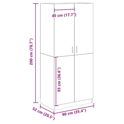 garderobe 90x52x200 cm konstrueret træ kunsteg