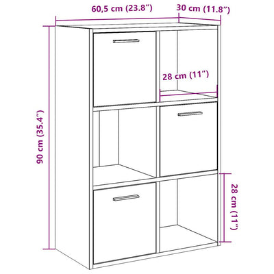 bogreol 60,5x30x90 cm konstrueret træ kunsteg