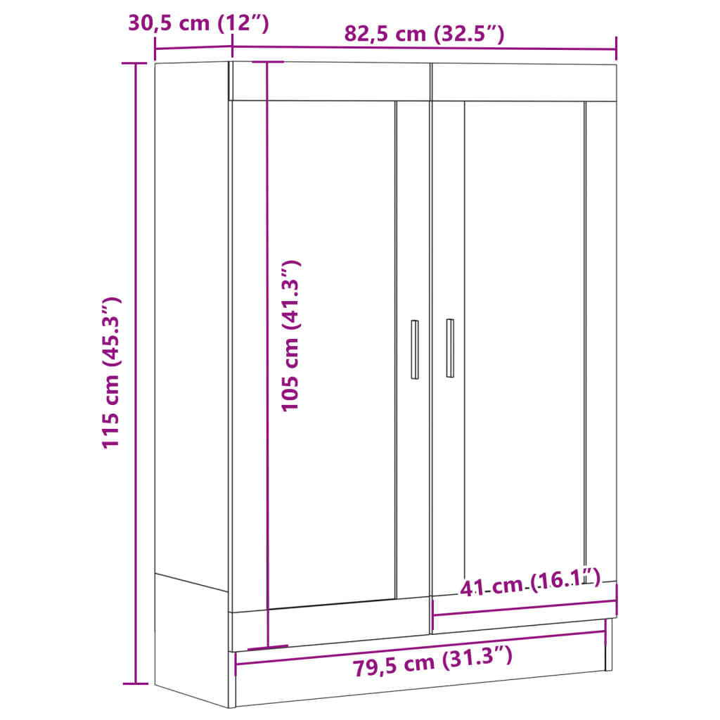 bogskab 82,5x30,5x115 cm konstrueret træ antikt træ