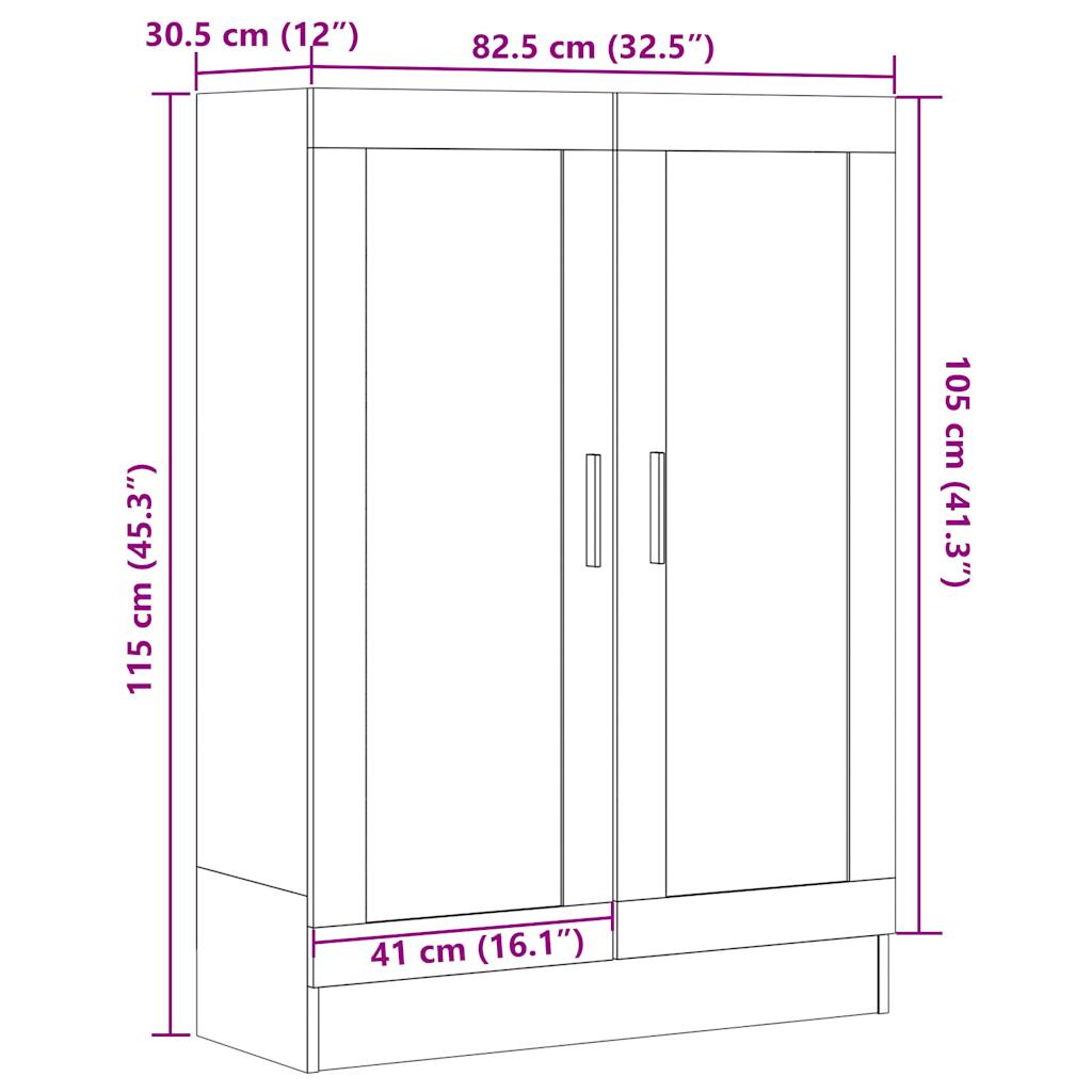 bogskab 82,5x30,5x115 cm konstrueret træ kunsteg