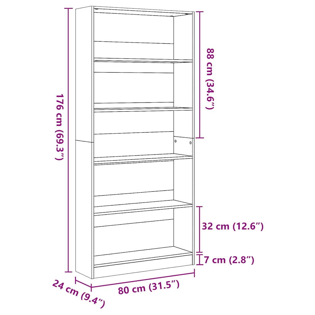 skab 80x24x176 cm konstrueret træ hvid højglans