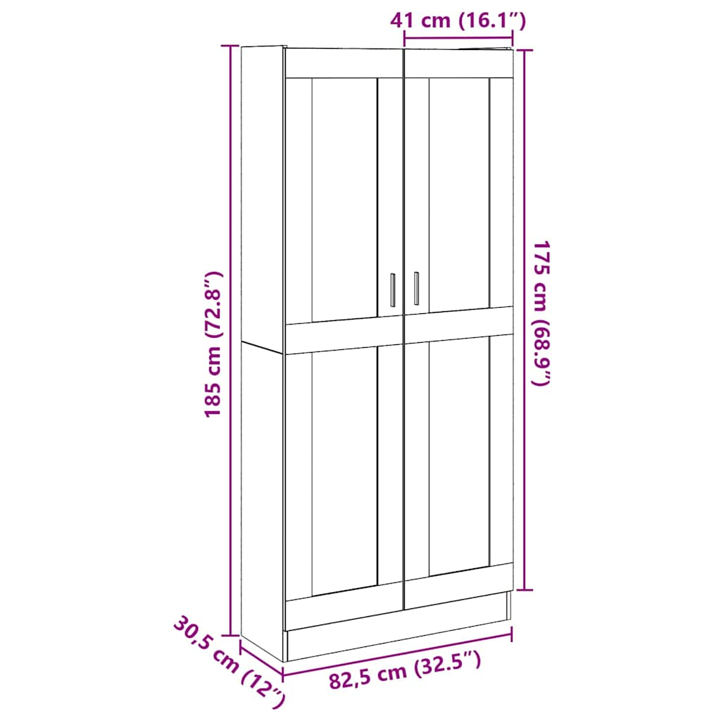 skab 82,5x30,5x185 cm konstrueret træ kunsteg