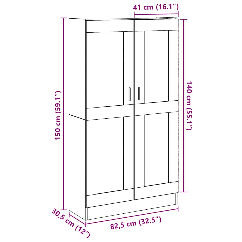 skab 82,5x30,5x150 cm konstrueret træ kunsteg