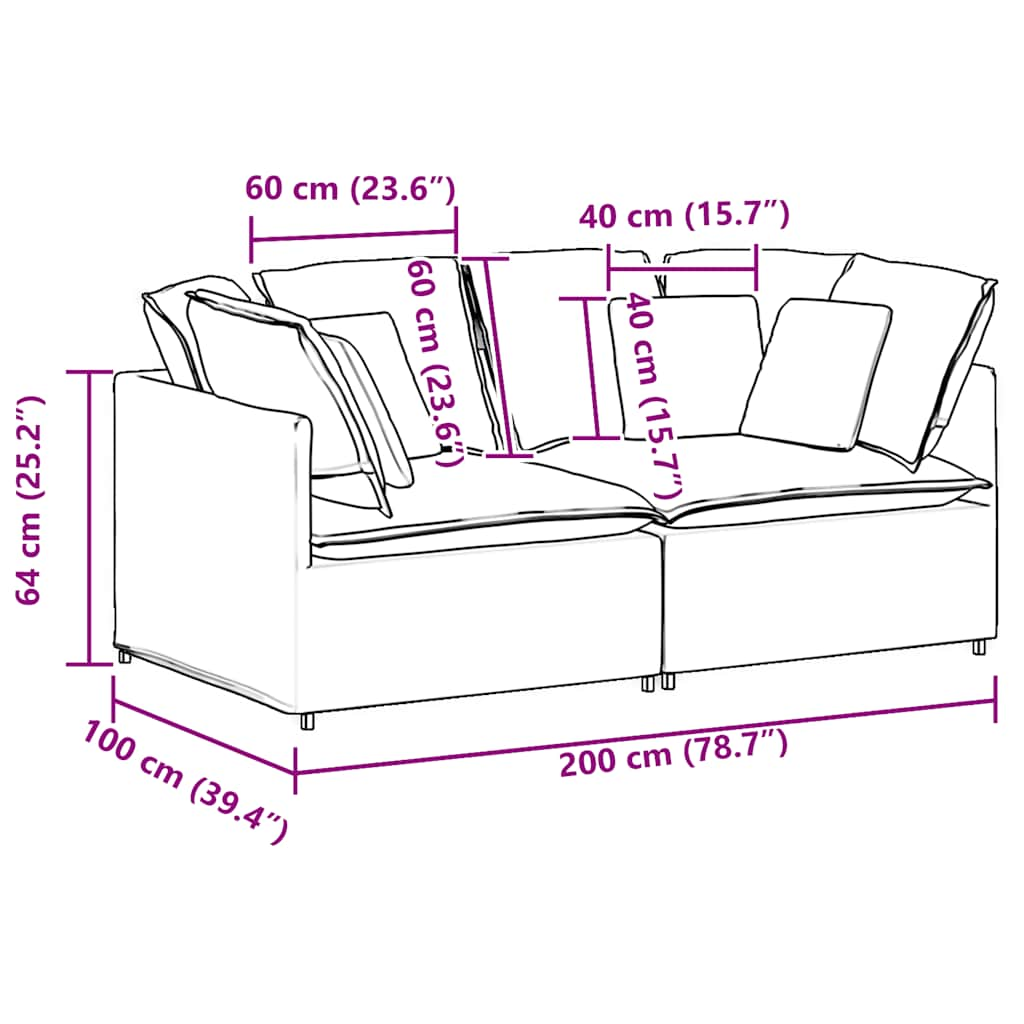 modulsofa med hynder stof sort