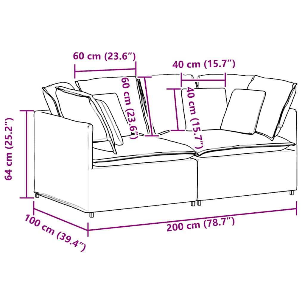 modulsofa med hynder stof vinrød