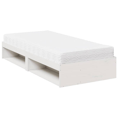 daybed med madras 90x190 cm massivt fyrretræ hvid