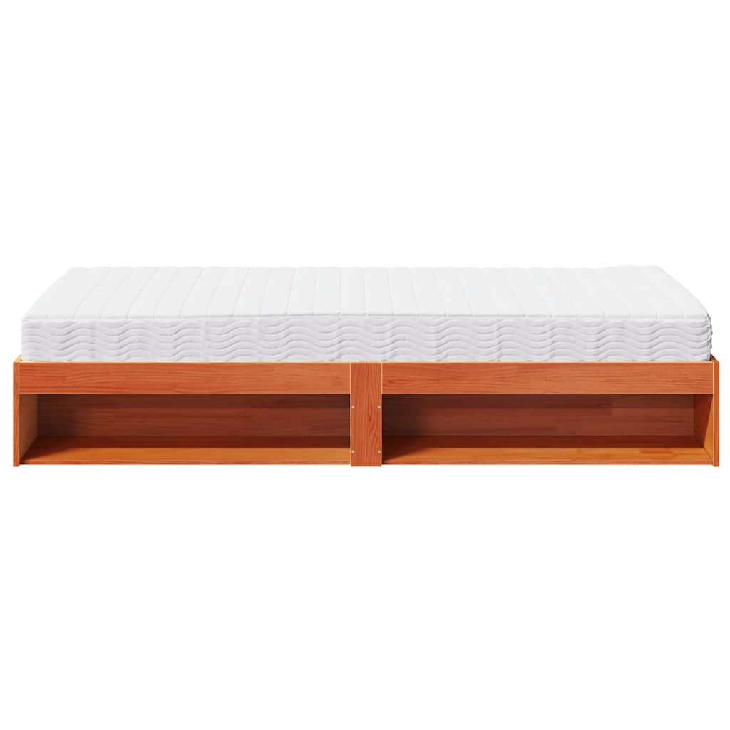 daybed med madras 90x190 cm massivt fyrretræ gyldenbrun
