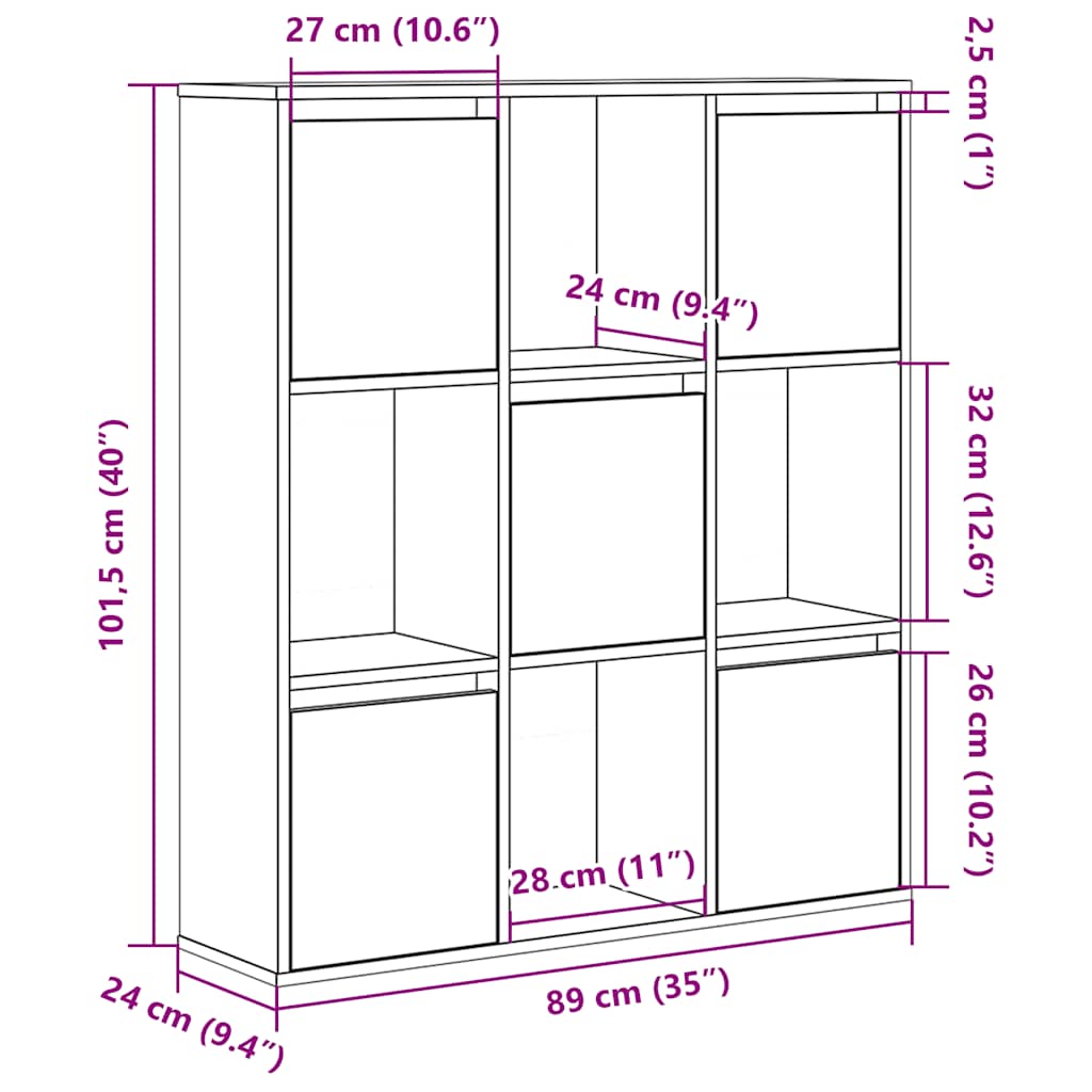 bogreol 89x24x101,5 cm konstrueret træ hvid