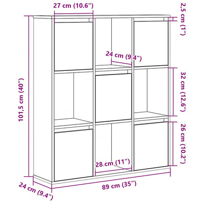 bogreol 89x24x101,5 cm konstrueret træ betongrå