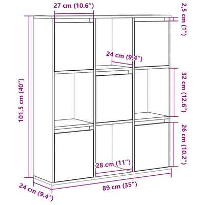 bogreol 89x24x101,5 cm konstrueret træ brun egetræsfarve