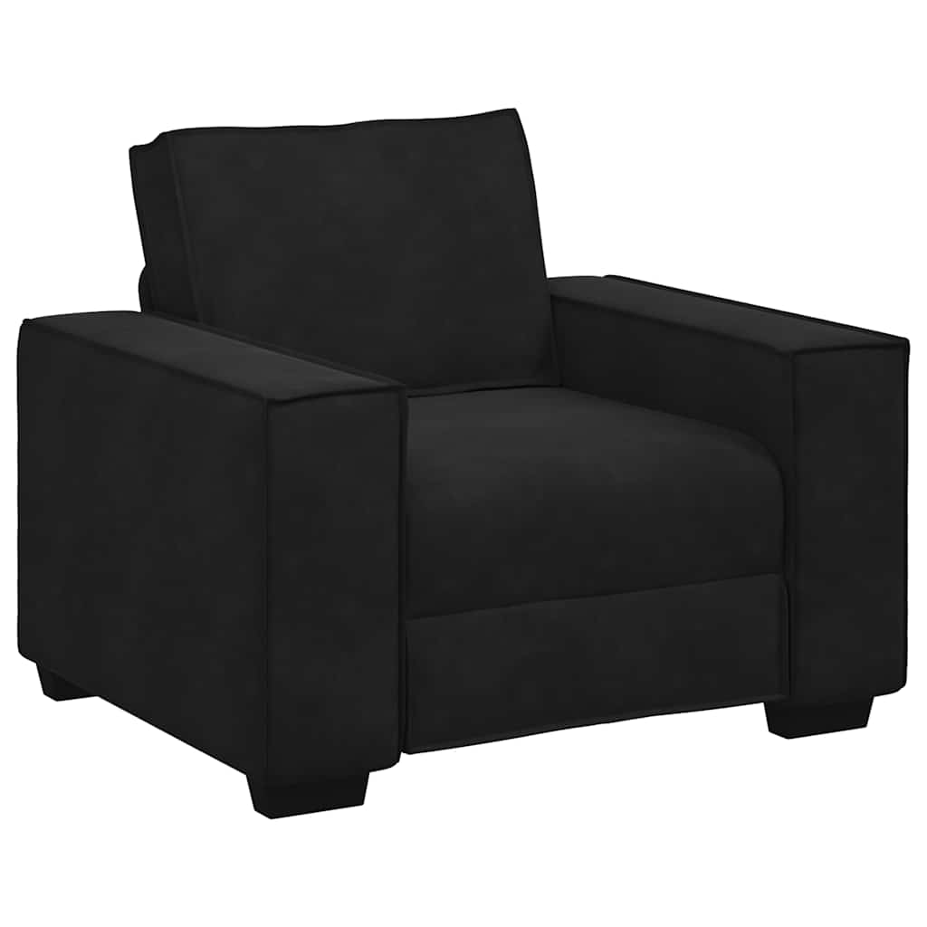 sofasæt 3 dele med hynder velour sort