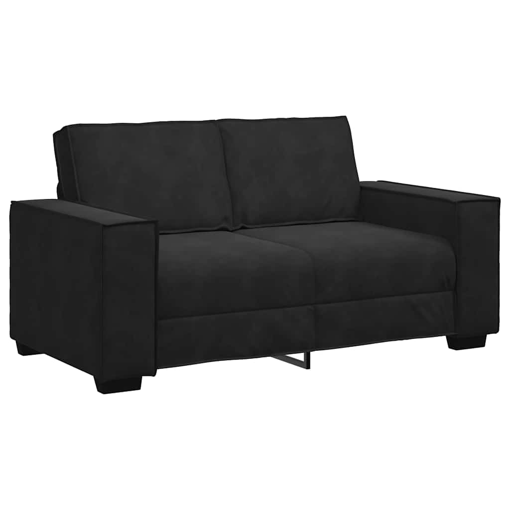 sofasæt 3 dele med hynder velour sort