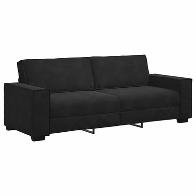 sofasæt 3 dele med hynder velour sort