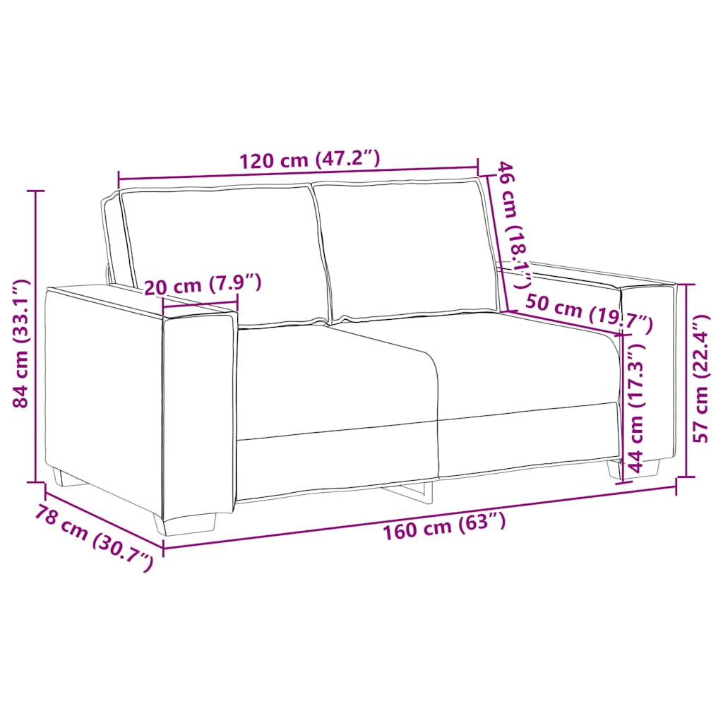 2-personers sofa 120 cm velour lysegrå