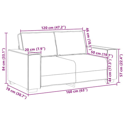 2-personers sofa 120 cm velour lysegrå