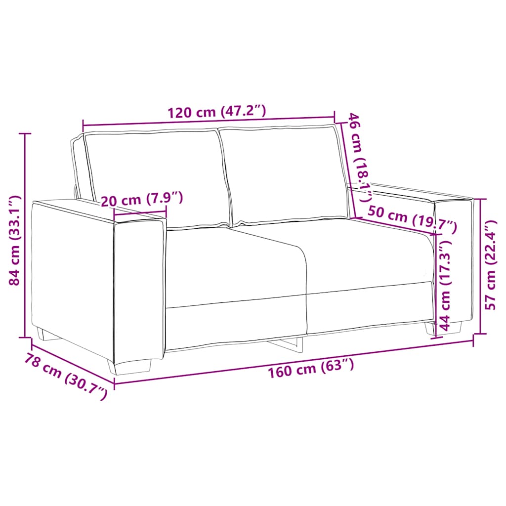 2-personers sofa 120 cm velour mørkegrå