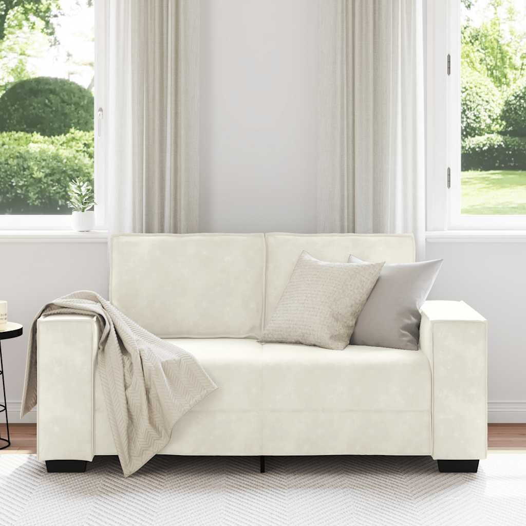 2-personers sofa 120 cm velour cremefarvet