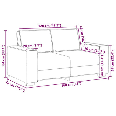 2-personers sofa 120 cm velour cremefarvet