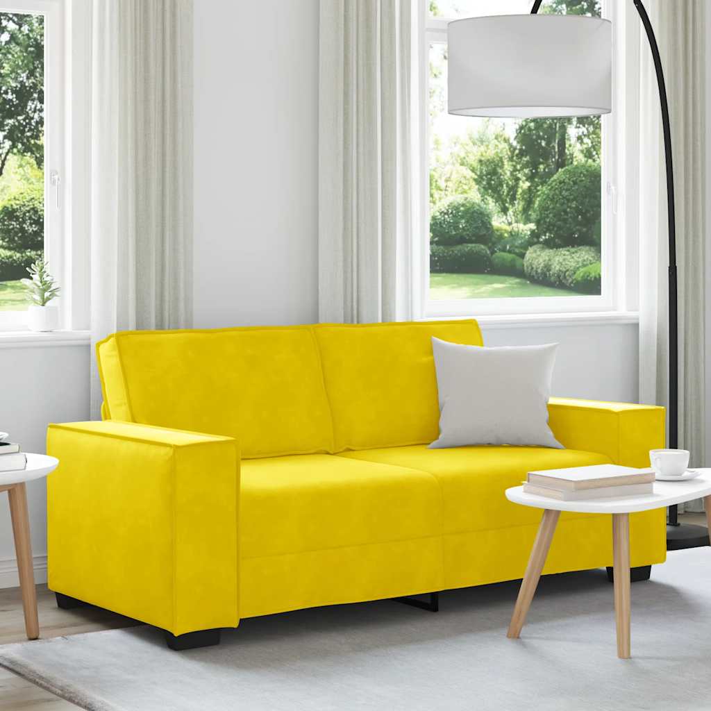 2-personers sofa 140 cm fløjl gul