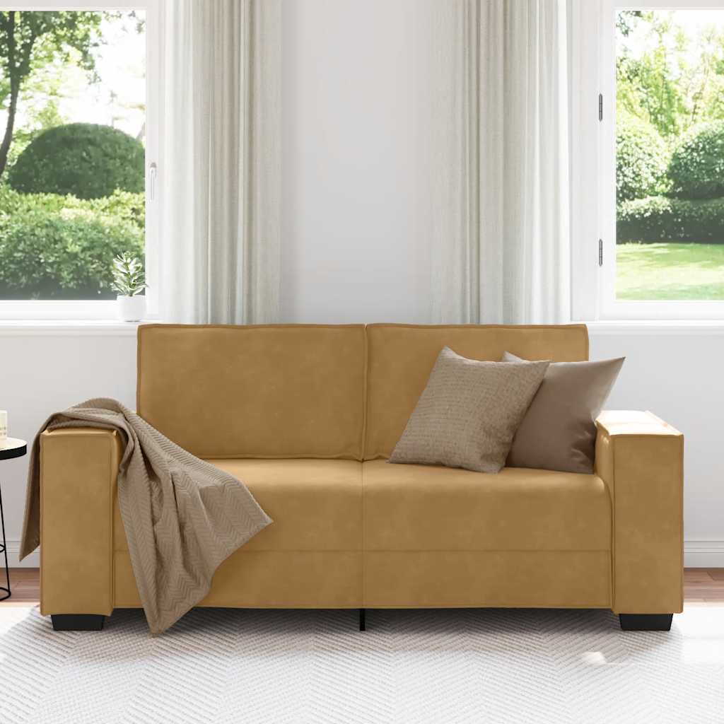 2-personers sofa 140 cm fløjl brun