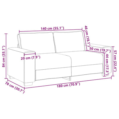 2-personers sofa 140 cm fløjl brun