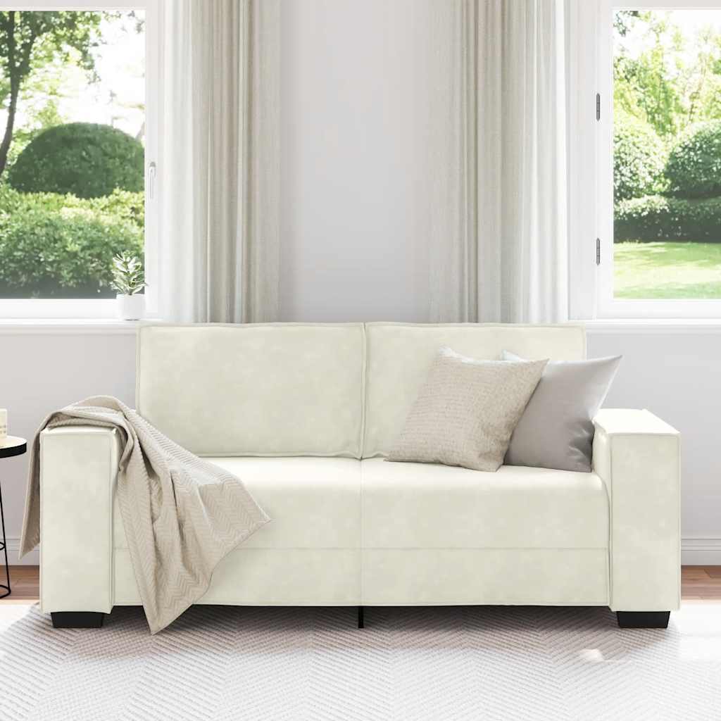 2-personers sofa 140 cm velour cremefarvet