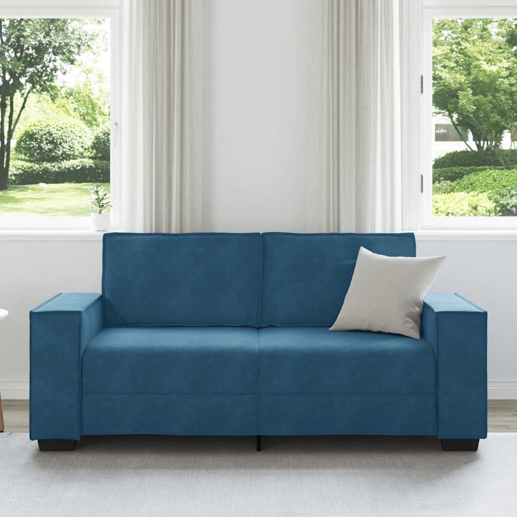 2-personers sofa 140 cm fløjl blå