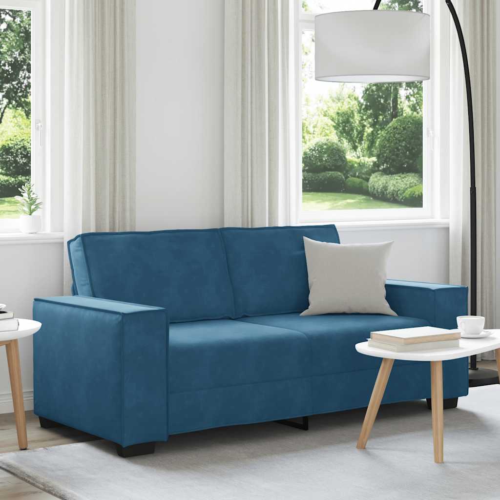 2-personers sofa 140 cm fløjl blå