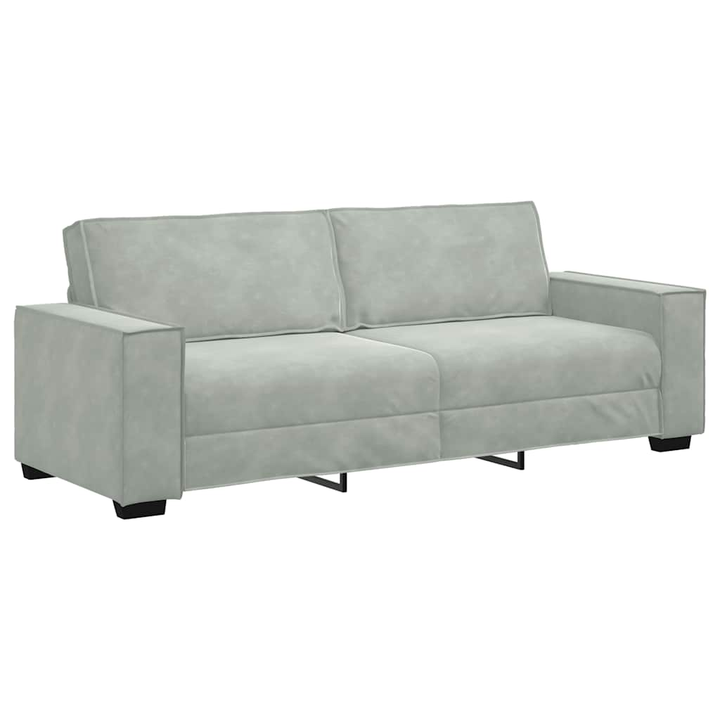 3-personers sofa 180 cm velour lysegrå