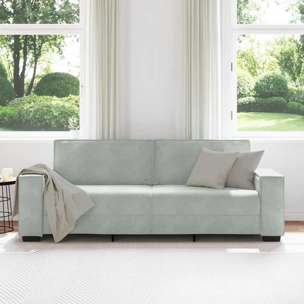 3-personers sofa 180 cm velour lysegrå