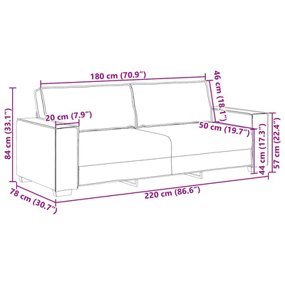 3-personers sofa 180 cm velour lysegrå