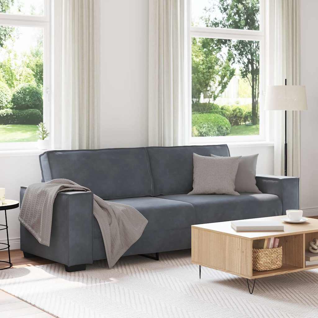 3-personers sofa 180 cm fløjl mørkegrå