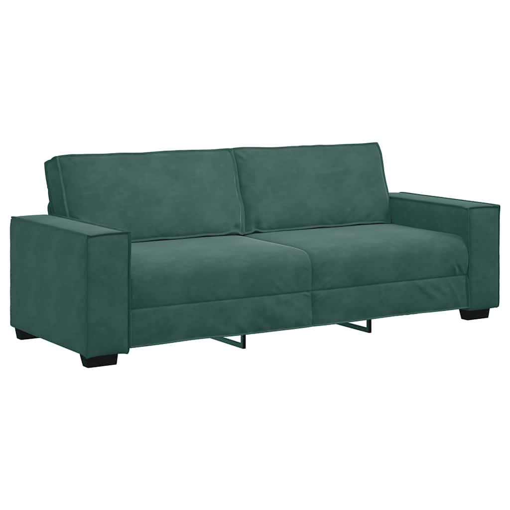 3-personers sofa 180 cm fløjl mørkegrøn