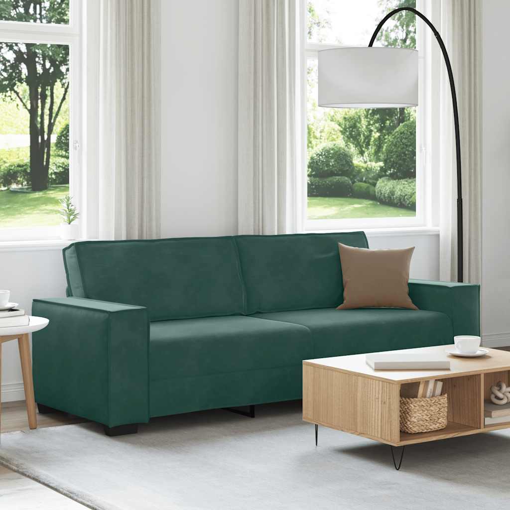 3-personers sofa 180 cm fløjl mørkegrøn