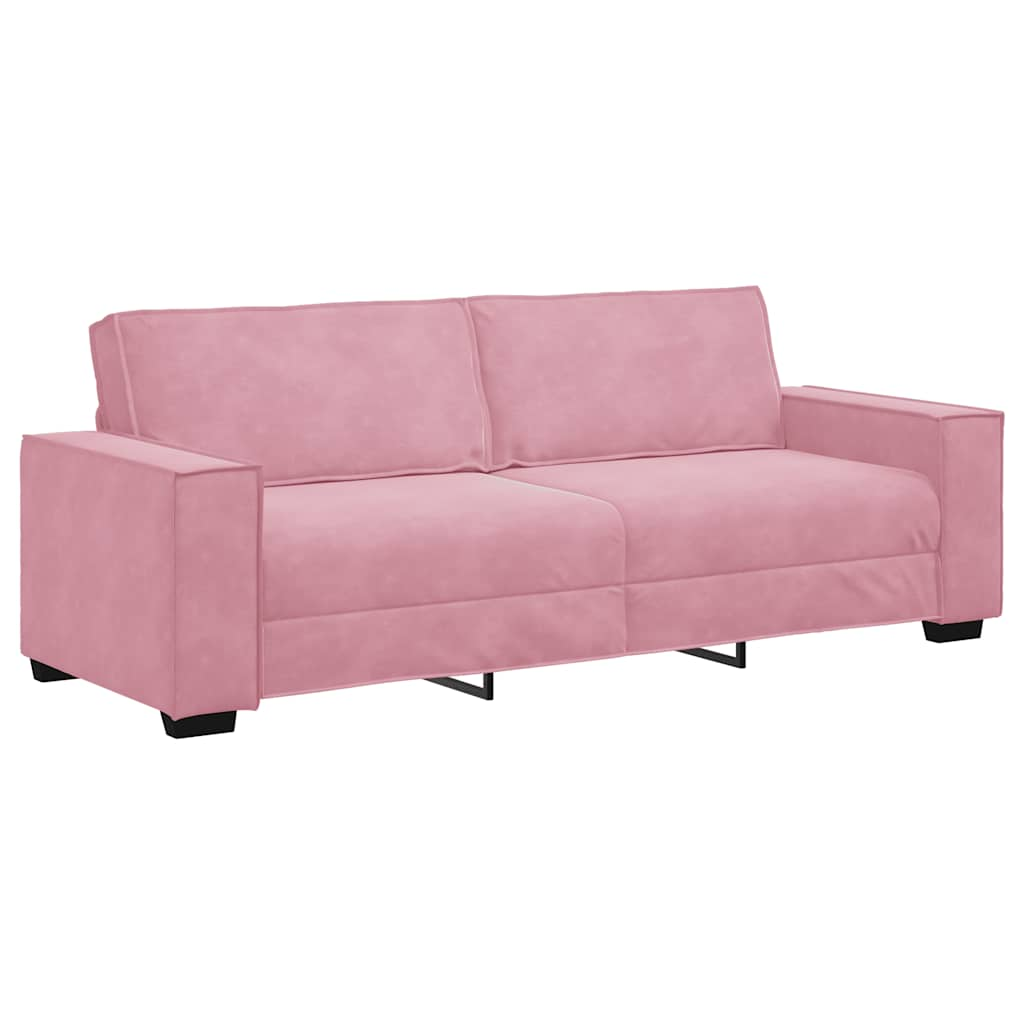 3-personers sofa 180 cm fløjl lyserød