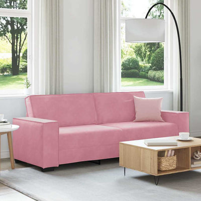 3-personers sofa 180 cm fløjl lyserød