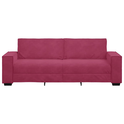 3-personers sofa 180 cm fløjl vinrød