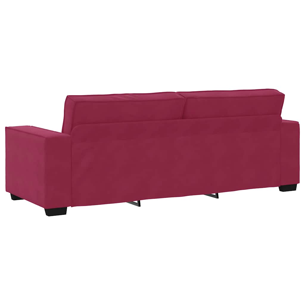 3-personers sofa 180 cm fløjl vinrød