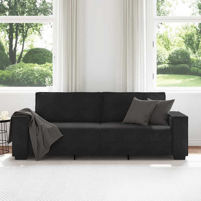 3-personers sofa 180 cm velour sort